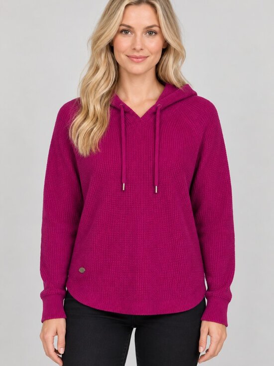 Ralph Lauren Sweaters - Lauren Ralph Lauren Women's Magenta Purple Waffle Hoodie Sweater Size Small P